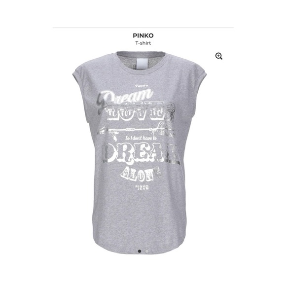 Pinko Tops Nwt Pinko Gray Tshirt With Silver Details Size Xs Poshmark
